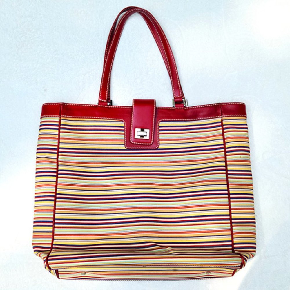 Rafe Striped Canvas Weekend/Beach Tote 14" x 14"